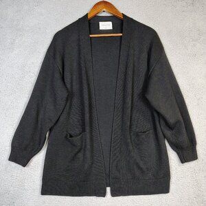 Wilfred Free Cardigan Women's XS Black 100% Merino Wool Open Front Preppy